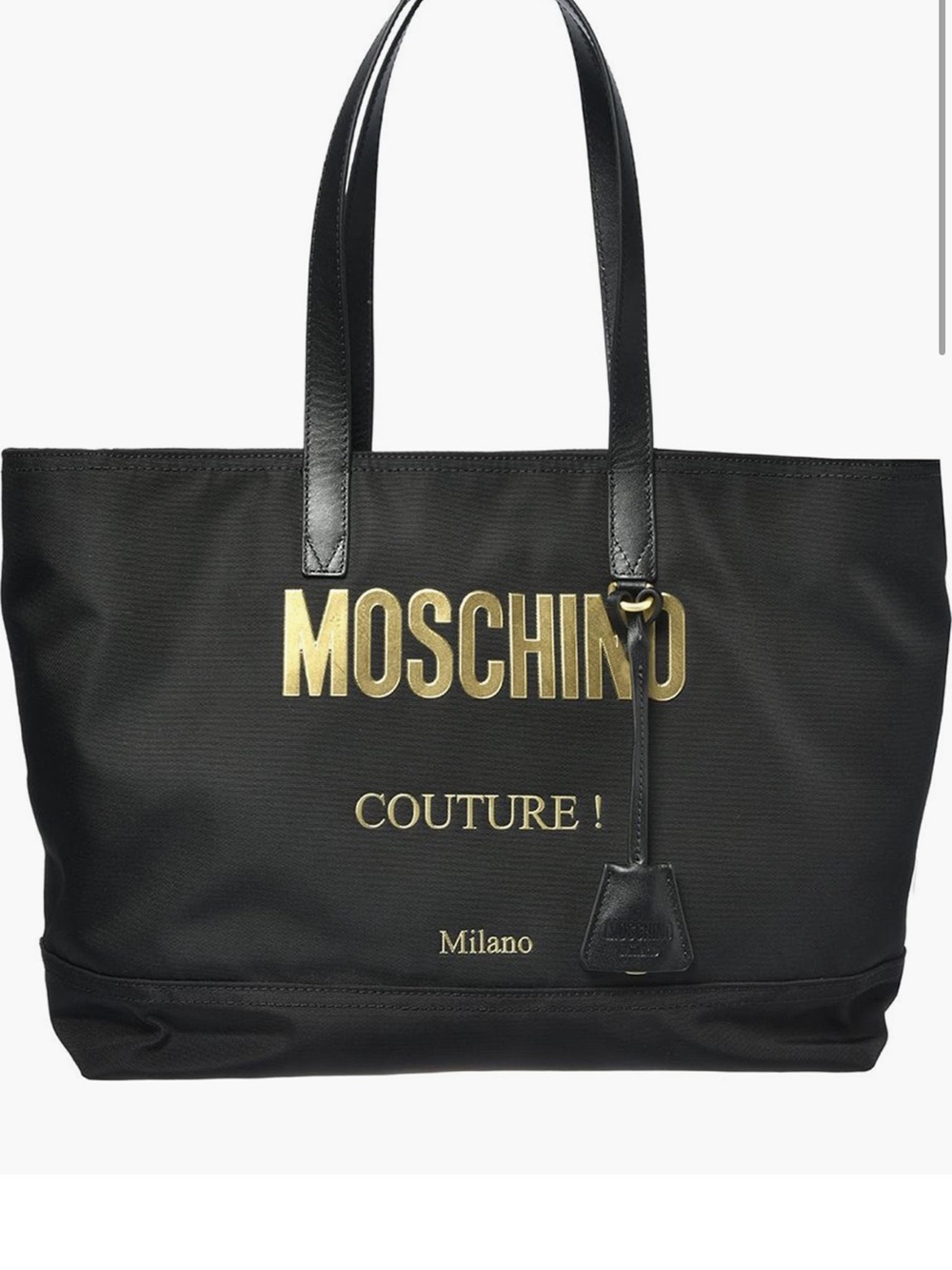 Moschino Black Tote with Gold Lettering
